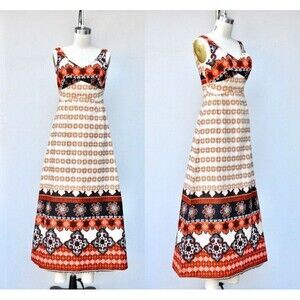 50s 60s MALIHINI Hawaii Maxi Dress - Hawaiian Psychedelic Floral Dress - Tiki XS